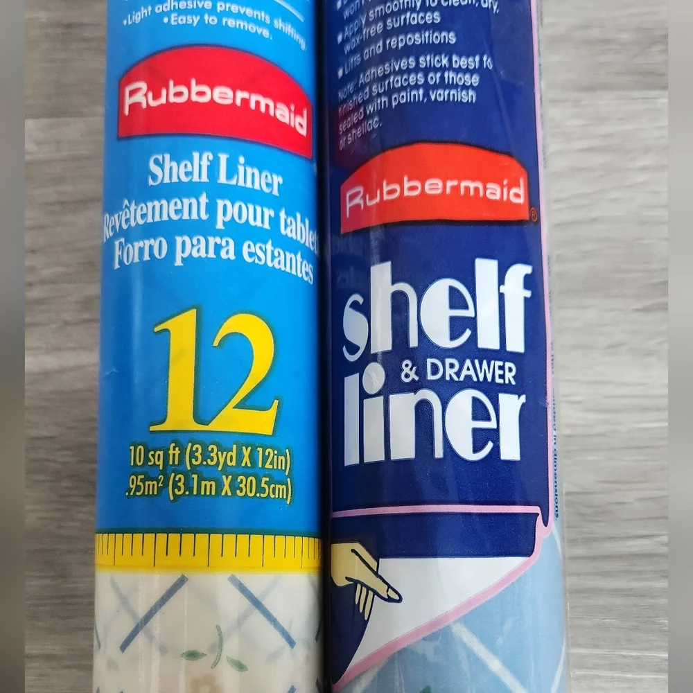 Vintage Rubbermaid Shelf Liner 2 Rolls- 1 White Posey & 1 Blue Posey 10sqft Each